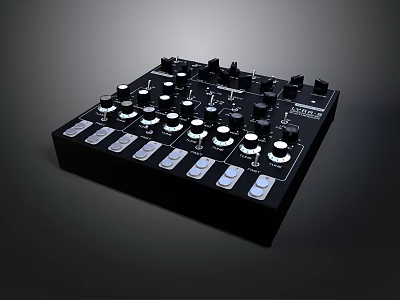 Black Computer Audio Mixer Console With Multiple Knobs Buttons And Modern Design 3d model