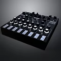 Black Computer Audio Mixer Console With Multiple Knobs Buttons And Modern Design