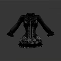 Black Corset With Lace Details Layered Skirt Beaded Accents And Ruffled Sleeves