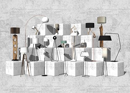 Modern lamp combination table lamp wall lamp floor lamp combination simple 3d model