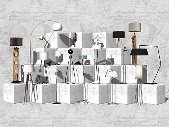 Modern lamp combination table lamp wall lamp floor lamp combination simple 3d model