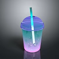 Colorful Gradient Cup With Straw Transparent Lid And Moon Star Patterns For Refreshing Drink