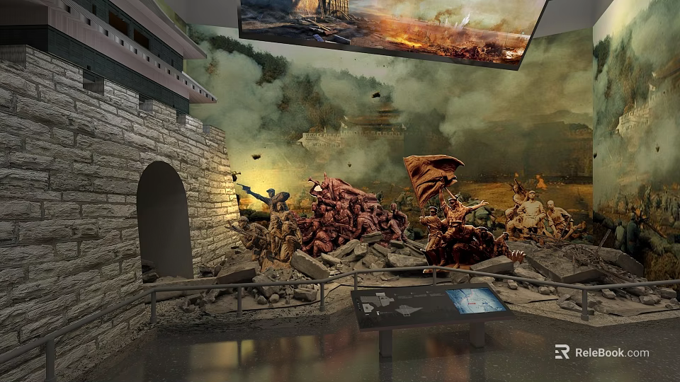 Cultural Museum Exhibition Featuring Historical Scenes Dioramas And Interactive Panels 3d model 