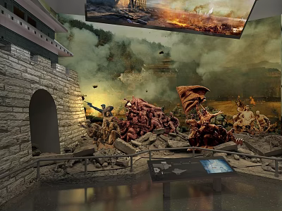 Cultural Museum Exhibition Featuring Historical Scenes Dioramas And Interactive Panels 3d model
