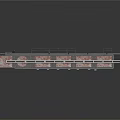 Long Narrow Metal Water Vessel With Extended Deck Railings And Platform