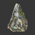 Traditional Ancient Architecture Model With Classic Roofs Courtyard And Green Trees