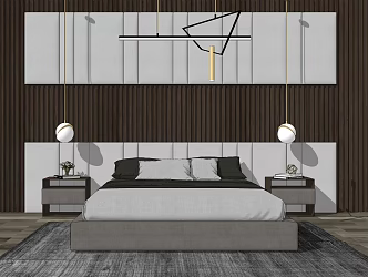 Modern background double bedside table combination 3d model