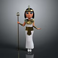 Egyptian Style Game And Movie Character With Golden Headdress White Robe And Scepter