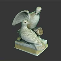 Hand Carved White Dove Sculpture Featuring Two Birds On Decorative Pedestal