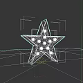 Star Shaped Metal Table Lamp with Warm Glowing Lights in Vintage Design on Dark Background