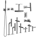 Modern Rose Gold Shower Faucet Set With Handheld And Rainfall Components
