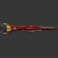 Futuristic Sci Fi Mechanical Weapon With Red Yellow Black Color And Glowing Elements