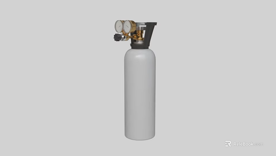 Industrial Gas Cylinder With Pressure Gauge And Control Valve For Storage Equipment 3d model 