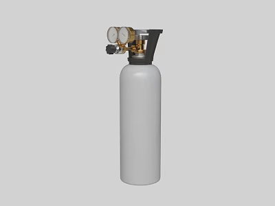 Industrial Gas Cylinder With Pressure Gauge And Control Valve For Storage Equipment 3d model