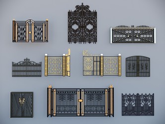 Light Luxury Gate Iron Gate 3d model