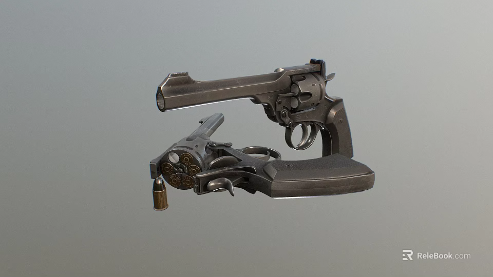 Vintage Revolvers Display Classic Design With Metal Cylinder And Trigger Details 3d model 