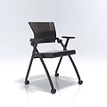 Modern Black Office Chair With Mesh Backrest Armrests And Rolling Wheels 3d model