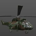 Military Camouflage Helicopter With Rotors Landing Gear And Fuselage Design