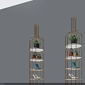 Golden Metal Swing Door Display Shelves With Multiple Layers Handbags Shoes And Potted Plants