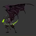 Fantasy Character Design With Purple Spiked Wings And Green Glowing Accents