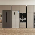 Modern Kitchen Daily Electrical Appliances with Refrigerator Oven Coffee Machine Washing Machine and Cabinets