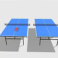 Blue Ping Pong Tables With Red Paddles And White Ball For Sports Equipment