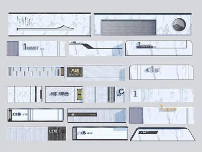 Modern Feature Wall Designs With Various Materials Textures And Decorative Patterns 3d model