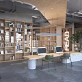 Modern Bookstore Library Book Bar Reading Room Bookshelf Bookcase 3d model