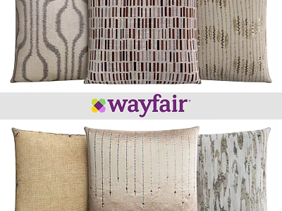 Textured Decorative Pillows with Various Patterns and Neutral Tones for Home Decor 3d model