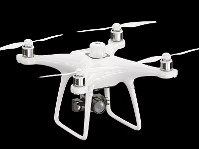 White Quadrocopter Drone With Camera And Four Rotors Design 3d model
