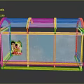 Yellow Frame Transparent Glass Display Structure With Character Sticker Design