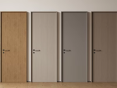 Modern Various Colored Hinged Doors Featuring Wood Grain And Solid Colors For Interior Design 3d model