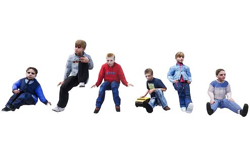 Modern multiplayer boy various sitting postures 3d model