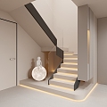 Modern Cream Style Staircase 3d model