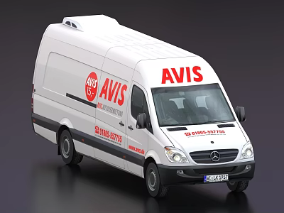White Mercedes Benz Commercial Van With Avis Branding And Graphics 3d model