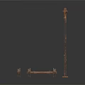 Rustic Metal Industrial Equipment Set With Long Support Pole And Short Rod 3d model