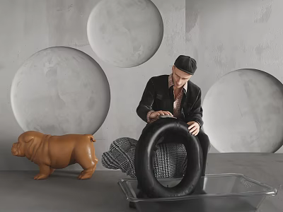 Modern Man Animal Casual Single Sofa Combination 3d model
