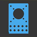 Blue Perforated Plastic Stand With Central Circular Hole And Multiple Small Holes