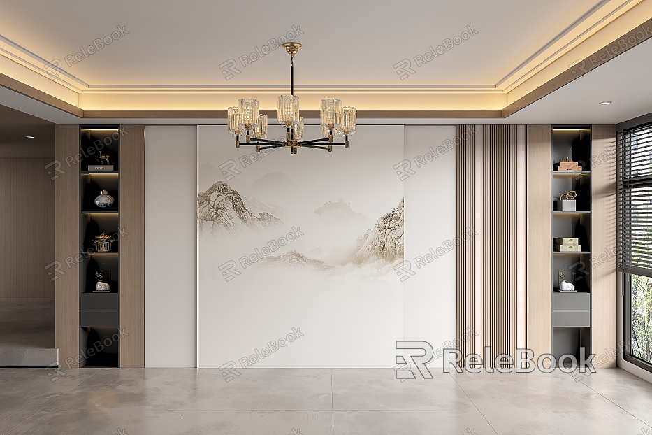 New Chinese living room background wall model