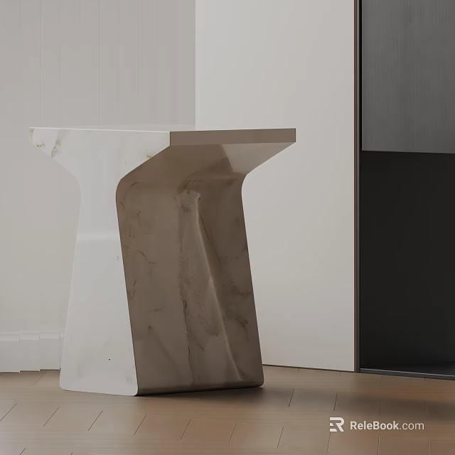 Modern Minimalist Marble Side Table With Unique Curved Structure For Interior Decor 3d model 