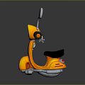 Orange Shiny Scooter with Round Headlight Rearview Mirrors and Black Seat