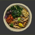 Grilled Chicken Bowl With Kale Carrots Purple Onion And Lemon Slices