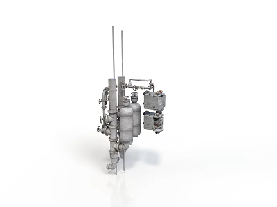 Lab Technician And Test Creature Working With Industrial Equipment Pipes Valves Gauges 3d model