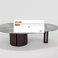Modern Oval Green Marble Dining Table With Dark Wooden Cylinder Base And Thin Black Legs