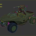 Green All Terrain Vehicle With Mounted Gun And Seats Modern Design