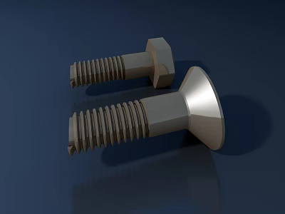 Modern Metal Door Handle Featuring Two Secure Bolt Fasteners On Blue Background 3d model