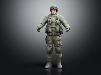 Realistic Military Soldier In Full Tactical Gear With Helmet And Combat Uniform 3d model
