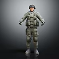 Realistic Military Soldier In Full Tactical Gear With Helmet And Combat Uniform