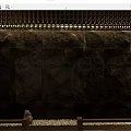 Rustic Stone Background Wall With Wooden Lattice Top And Pebble Floor Design