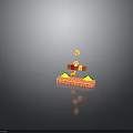 Pixel Game Character Jumping Near Mushroom On Brick Platforms With Question Mark Blocks 3d model